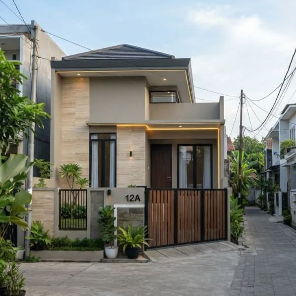 Pagar Teras dengan Kombinasi Besi dan Kayu